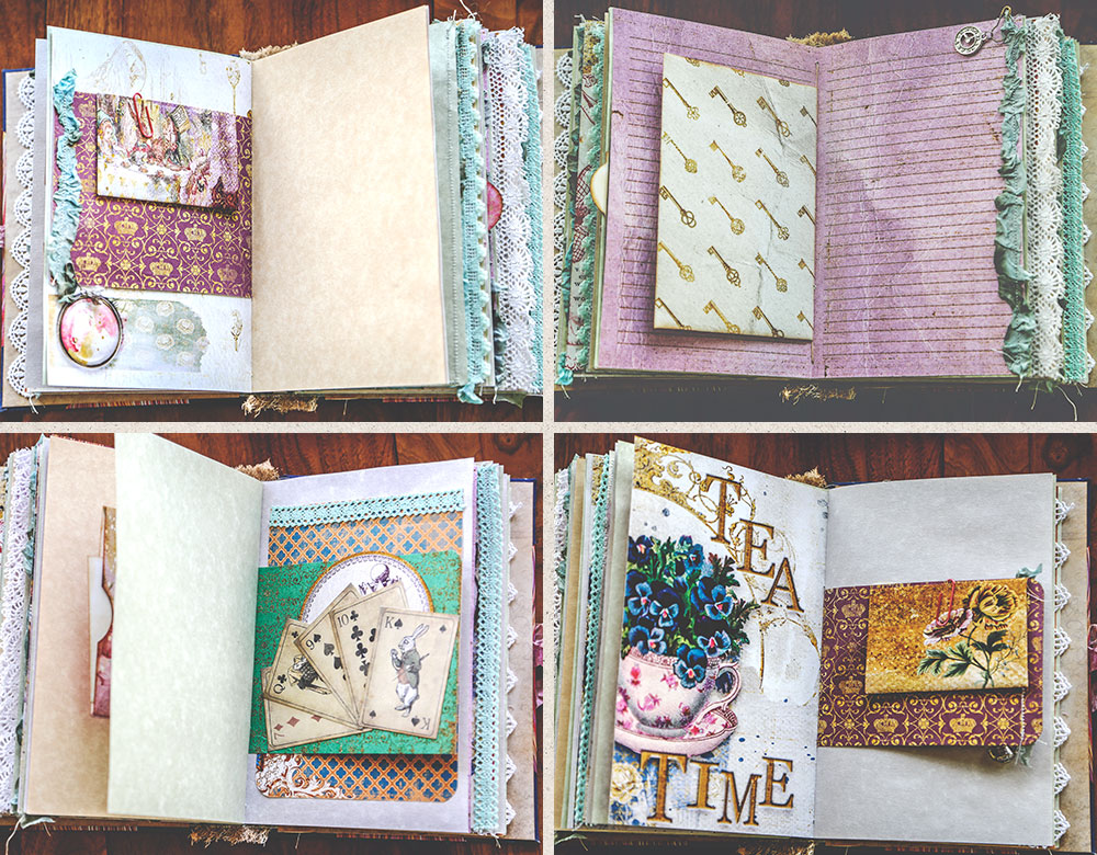 Papers Tags Pictures & Quotes Alice In Wonderland Junk Journal Scrapbook Kit 70 